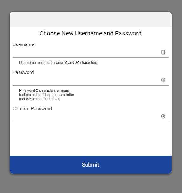 Choose New Username and Password